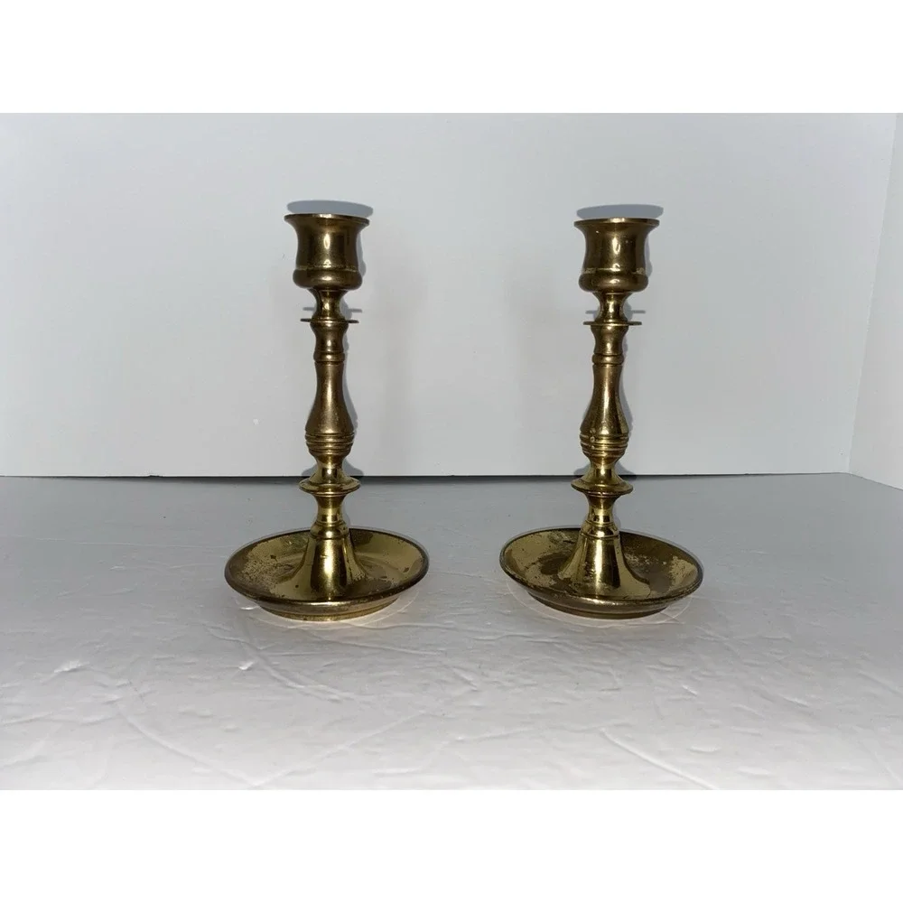 Vintage Made in England Brass Patina Candlestick‎ 6.5